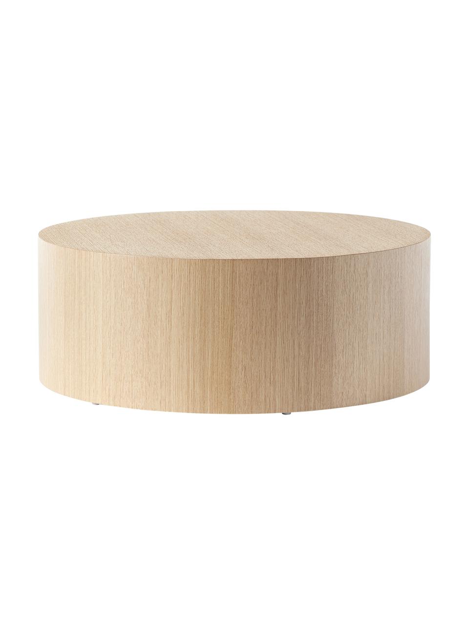Mesa de centro redonda de madera Dan, Tablero de fibras de densidad media (MDF) con chapado en madera de roble, Madera clara, Ø 80 x Al 30 cm