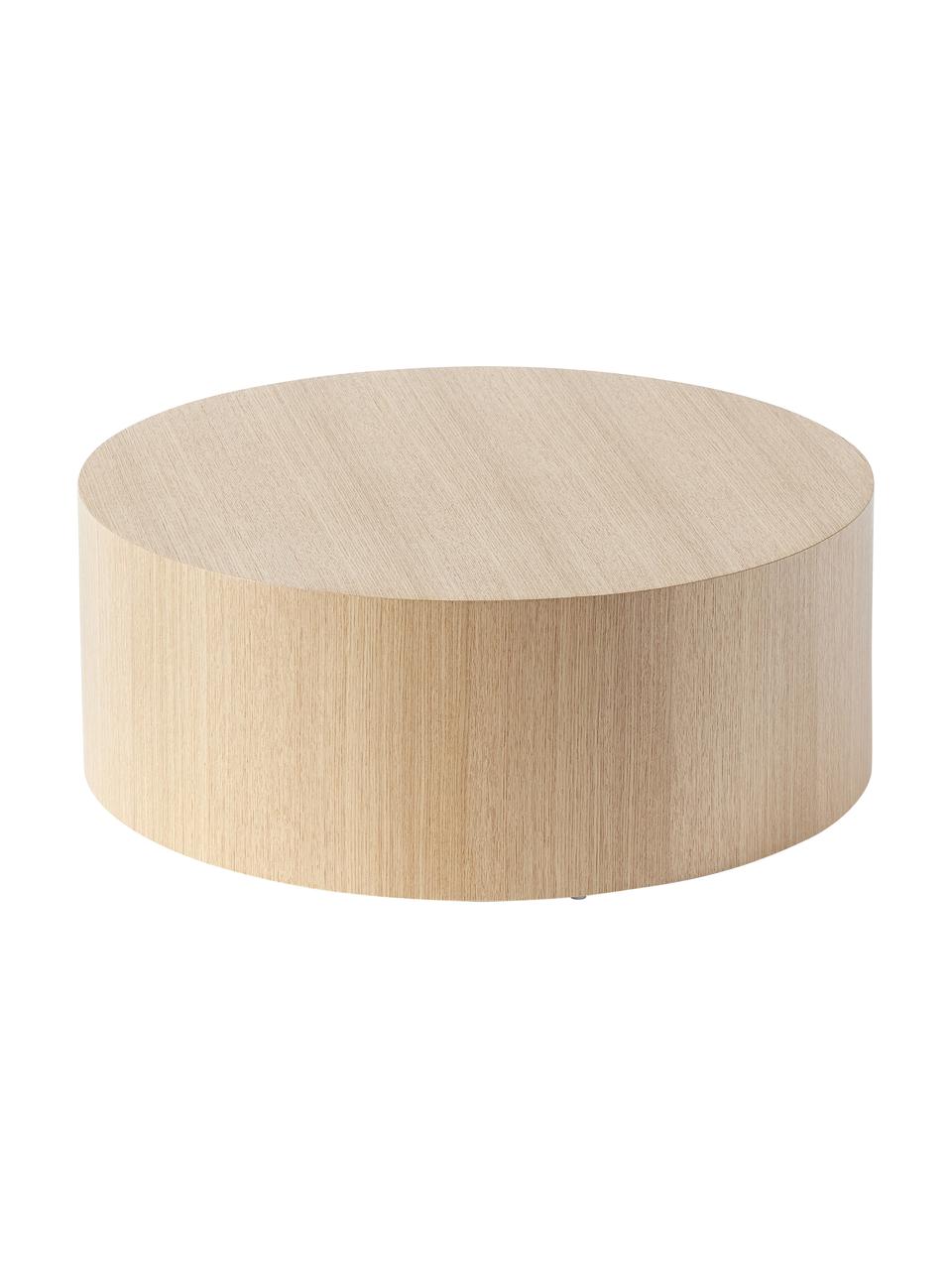Kulatý dřevěný konferenční stolek Dan, MDF deska (dřevovláknitá deska střední hustoty) s dubovou dýhou, Světlé dřevo, Ø 80 cm, V 30 cm