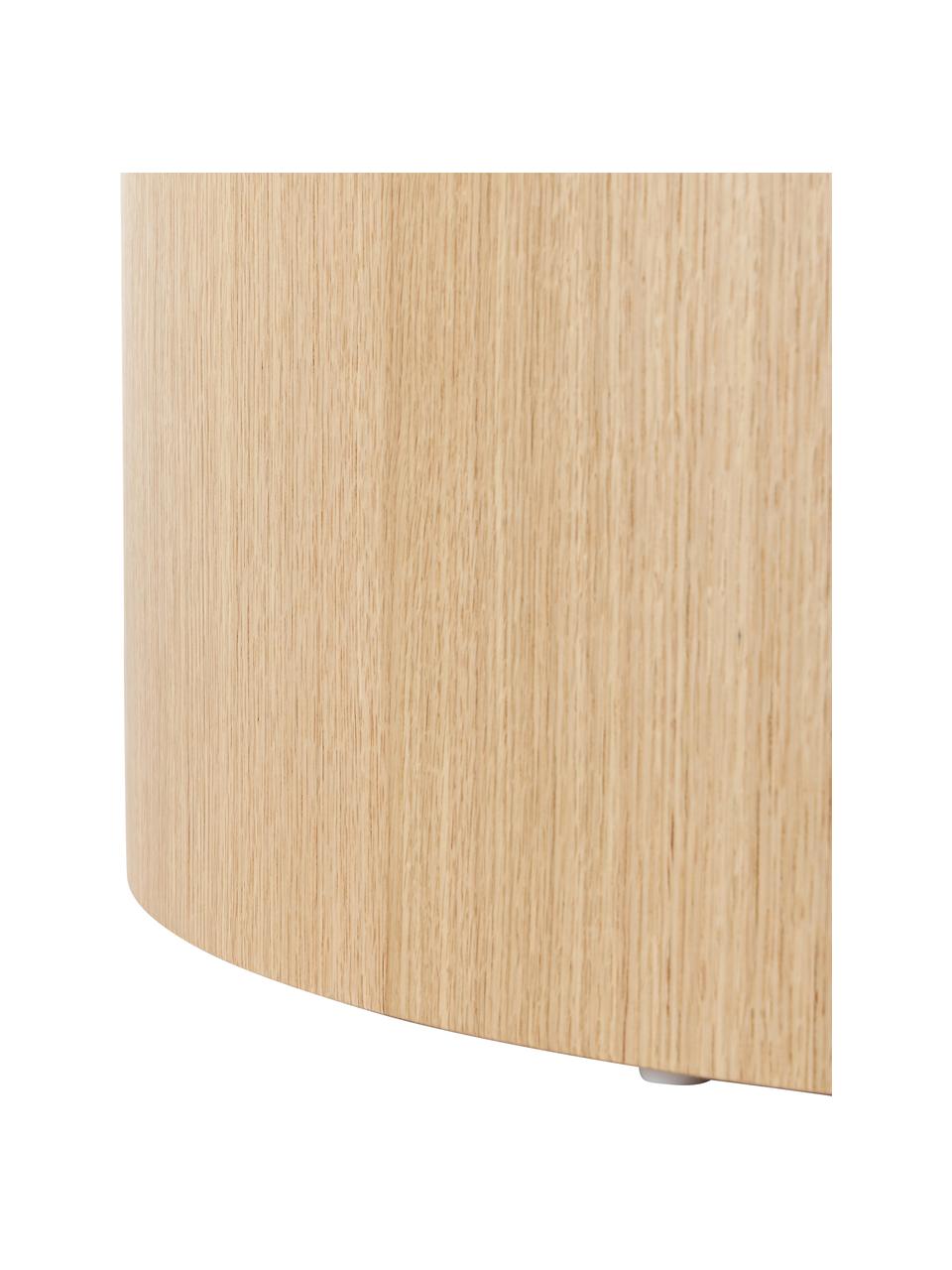 Table basse ronde en bois Dan, MDF (panneau en fibres de bois à densité moyenne) avec placage en bois de chêne, Rotin, bois, Ø 80 x haut. 30 cm
