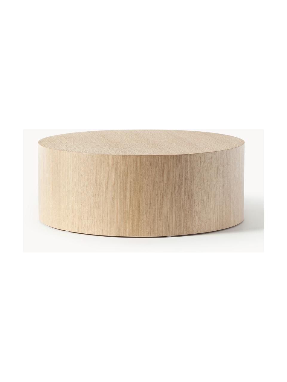 Mesa de centro redonda de madera Dan, Tablero de fibras de densidad media (MDF) con chapado en madera de roble, Madera clara, Ø 80 x Al 30 cm