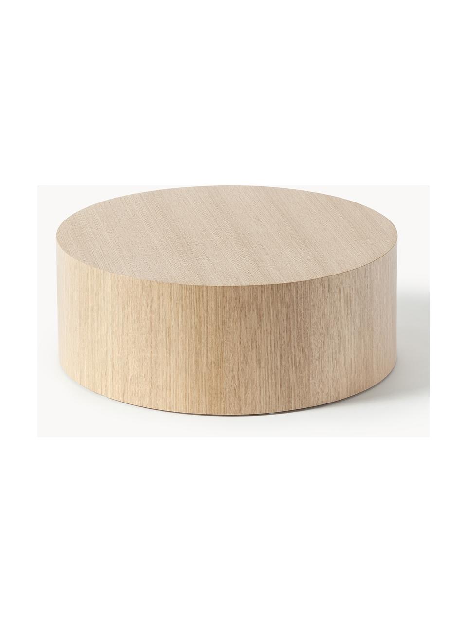 Okrúhly drevený konferenčný stolík Dan, Drevovláknitá doska strednej hustoty (MDF) s dyhou z dubového dreva, Svetlé drevo, Ø 80 x V 30 cm