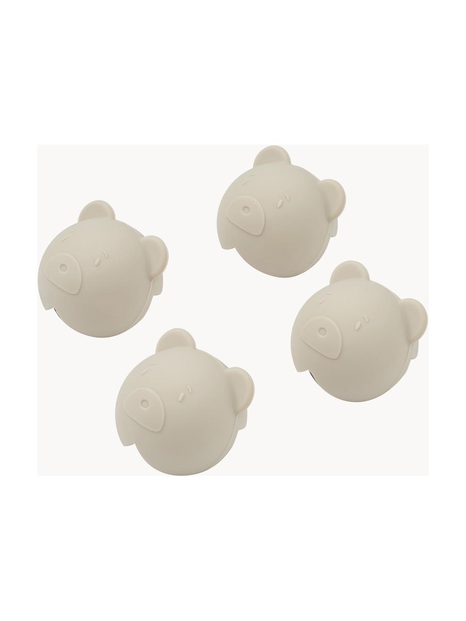 Paraspigoli a forma di orso Abraham  4 pz, Silicone, Bianco latte, Larg. 4 x Alt. 4 cm