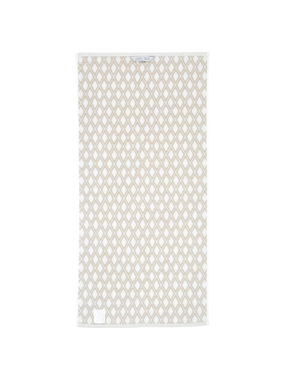 Oboustranný ručník s grafickým vzorem Ava, Odstíny písku, krémově bílá, Ručník, Š 50 cm, D 100 cm, 2 ks