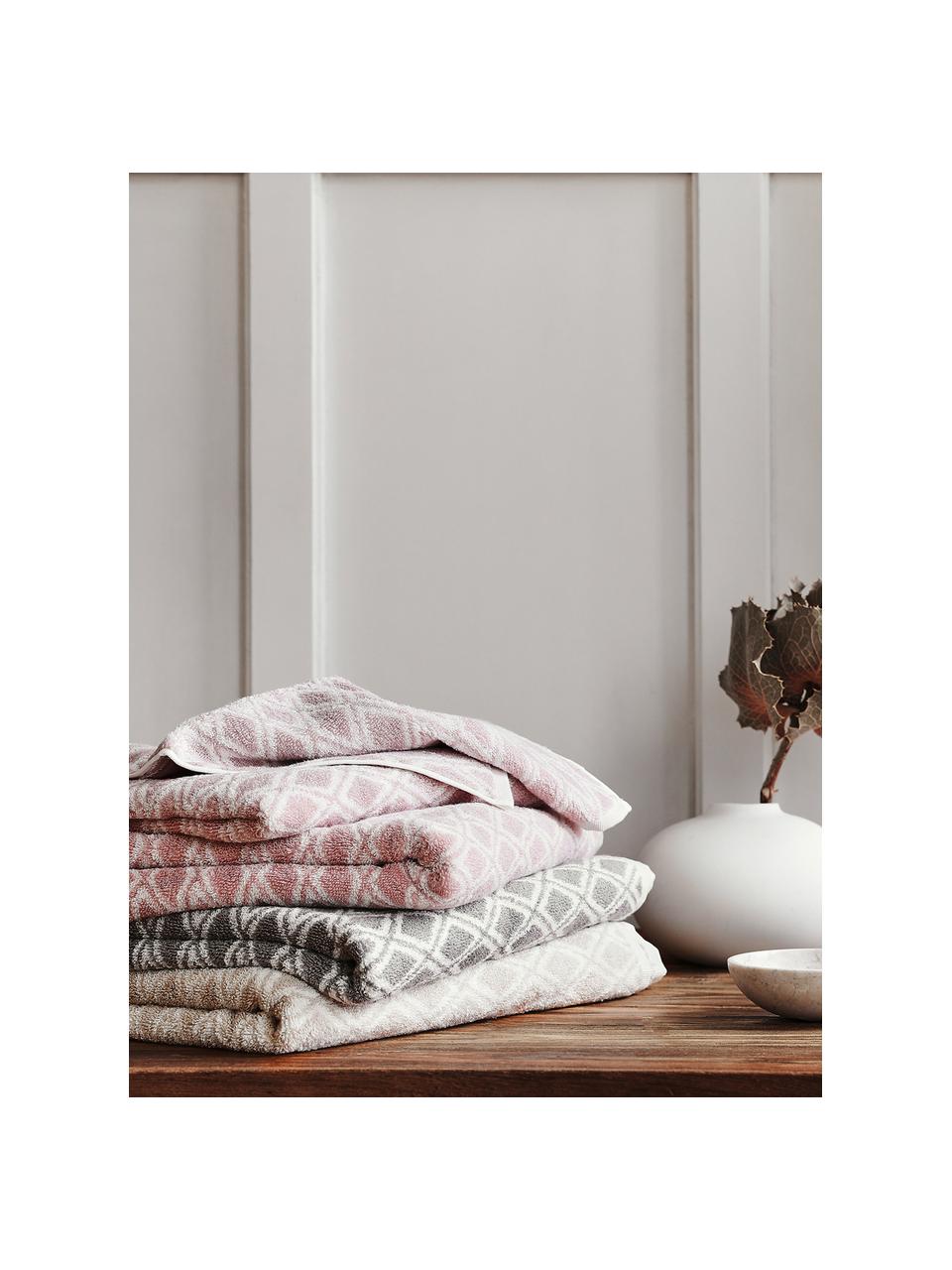 Serviette de toilette réversible en coton pur Ava, Couleur sable, blanc crème, Serviettes de toilette, larg. 50 x long. 100 cm , 2 pièces