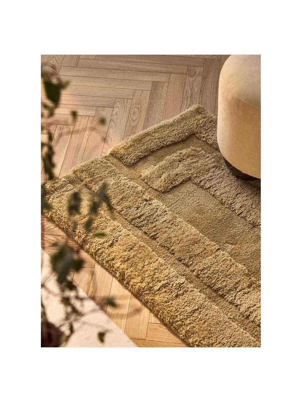 Behúň s vysokým vlasom a reliéfnou štruktúrou Genève, Okrová, Š 80 x D 200 cm
