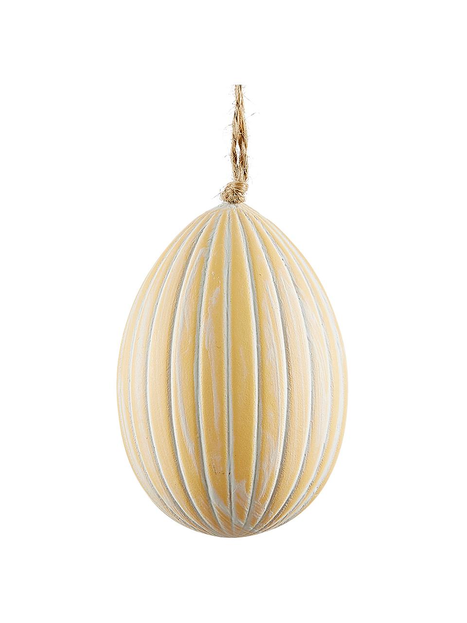 Œufs de Pâques à suspendre fait main Essie, 3 pièces, Plastique, Jaune, blanc, Ø 5 x haut. 7 cm