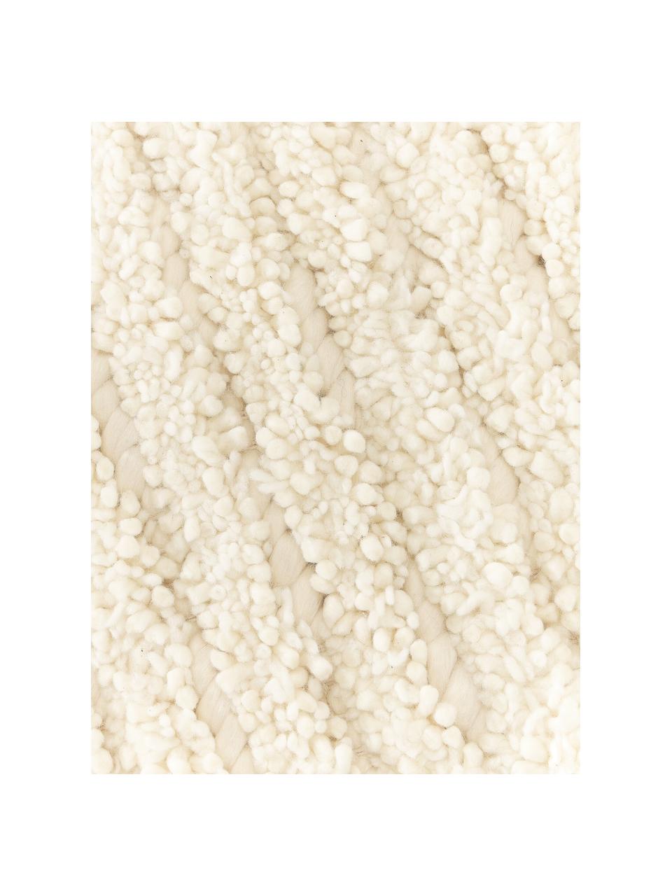 Alfombra artesanal de lana texturizada de pelo alto Octavia, 71% lana, 29% algodón 

Las alfombras de lana se pueden aflojar durante las primeras semanas de uso, la pelusa se reduce con el uso diario., Blanco crema, An 80 x L 150 cm (Tamaño XS)