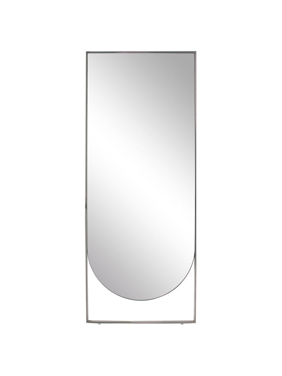 Rechthoekige leunende spiegel Masha met zilverkleurige metalen lijst, Lijst: gepoedercoat metaal, Zilverkleur, B 65 x H 160 cm
