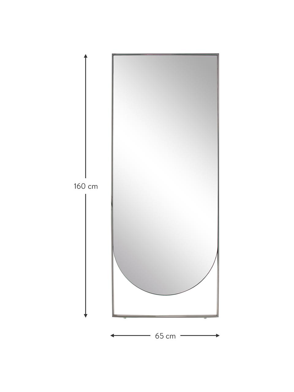 Eckiger Anlehnspiegel Masha, Rahmen: Metall, pulverbeschichtet, Rückseite: Mitteldichte Holzfaserpla, Spiegelfläche: Spiegelglas, Silberfaben, B 65 x H 160 cm
