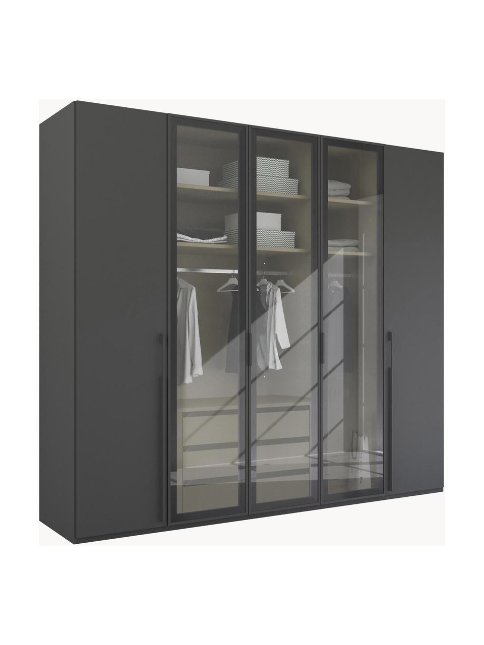 Drehtürenschrank Skat Shine mit beleuchteten Glastüren, Griffe: Metall, beschichtet, Anthrazit, B 251 x H 223 cm