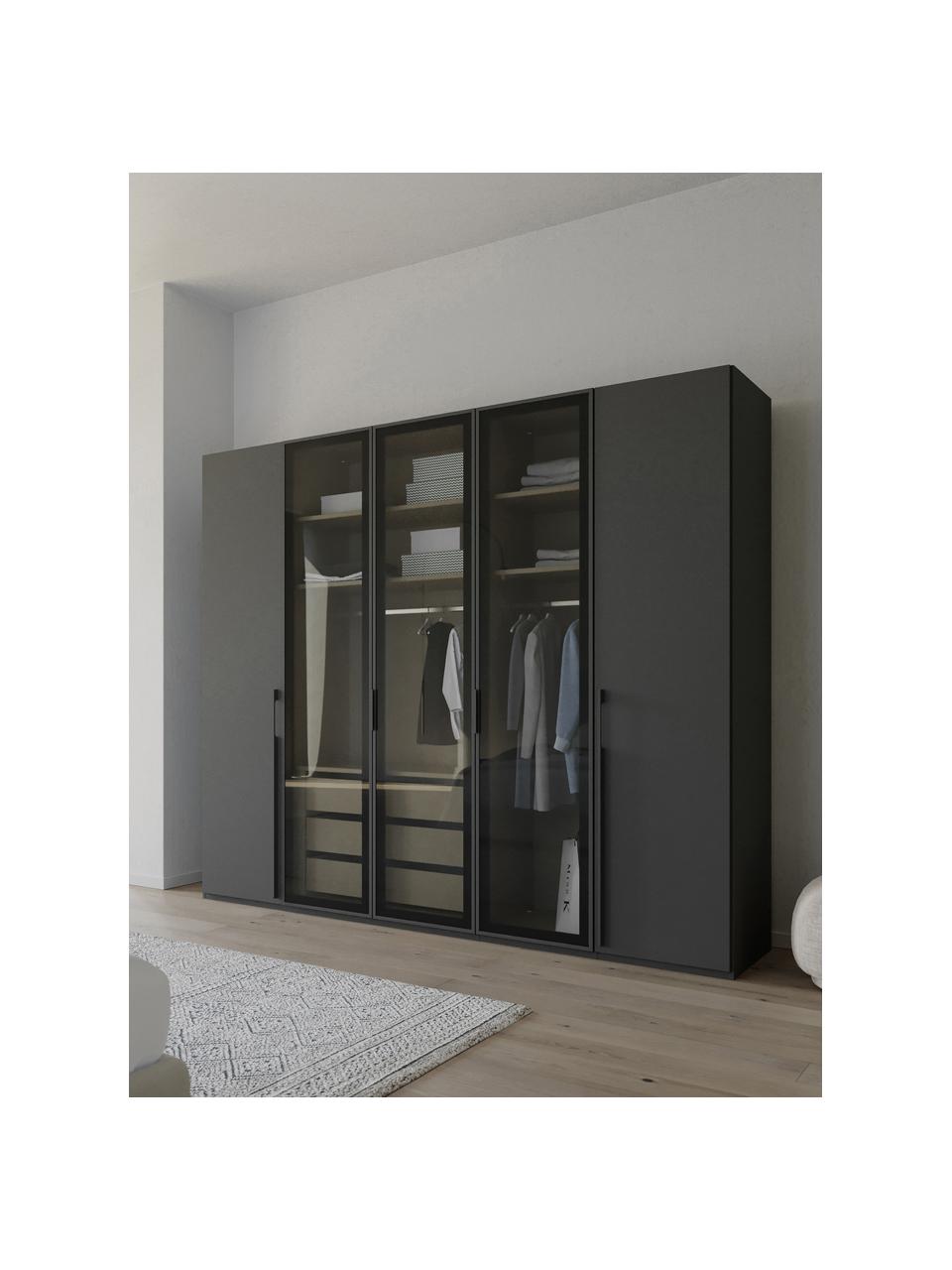 Drehtürenschrank Skat Shine mit beleuchteten Glastüren, Griffe: Metall, beschichtet, Anthrazit, B 251 x H 223 cm