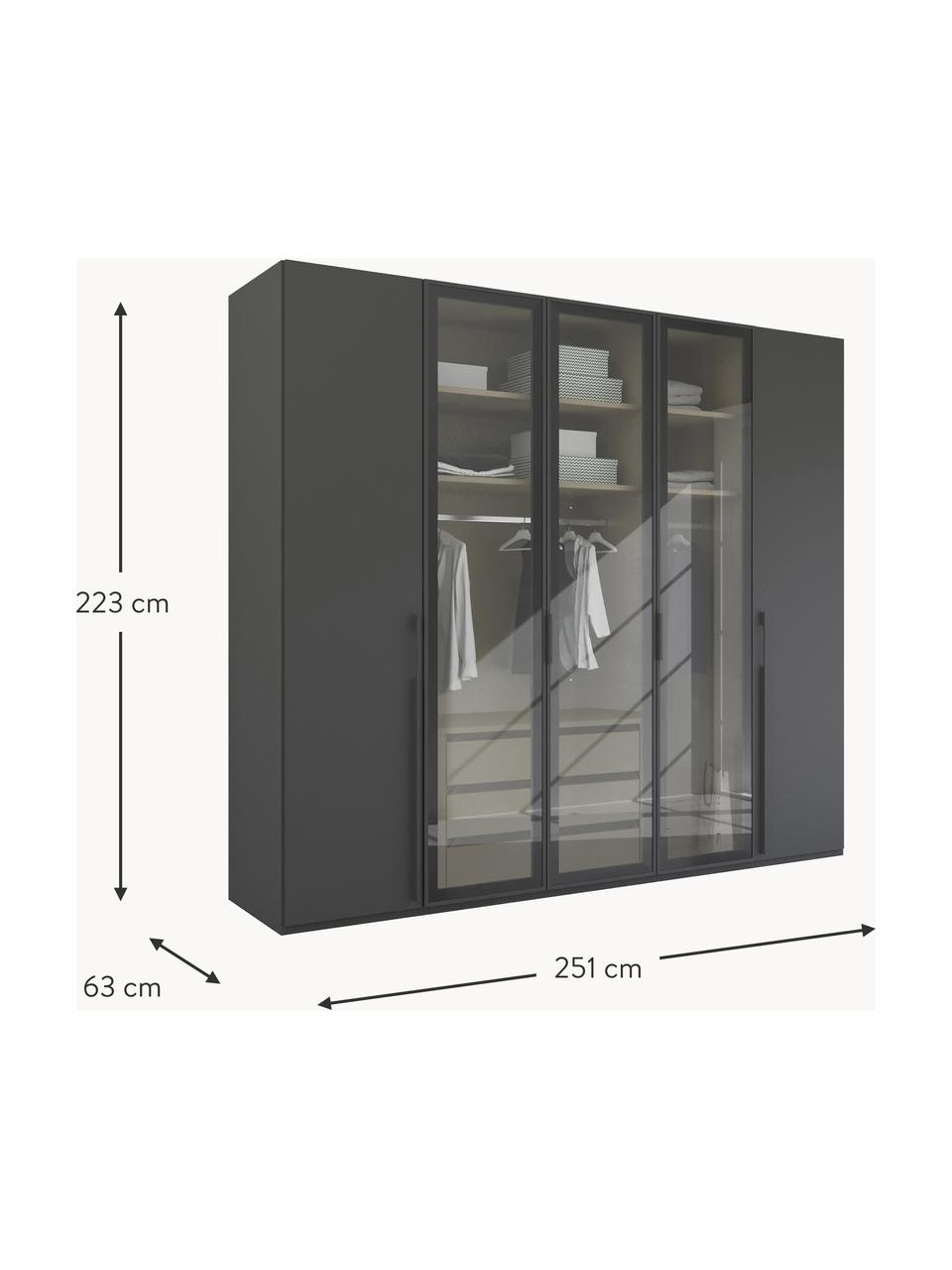 Drehtürenschrank Skat Shine mit beleuchteten Glastüren, Griffe: Metall, beschichtet, Anthrazit, B 251 x H 223 cm