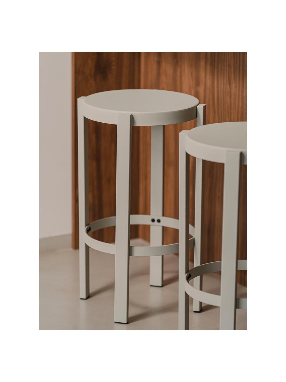 Tabouret de bar en métal Doon, haut. 65 cm, Acier, revêtement par poudre, Gris clair, Ø 35 x haut. 65 cm