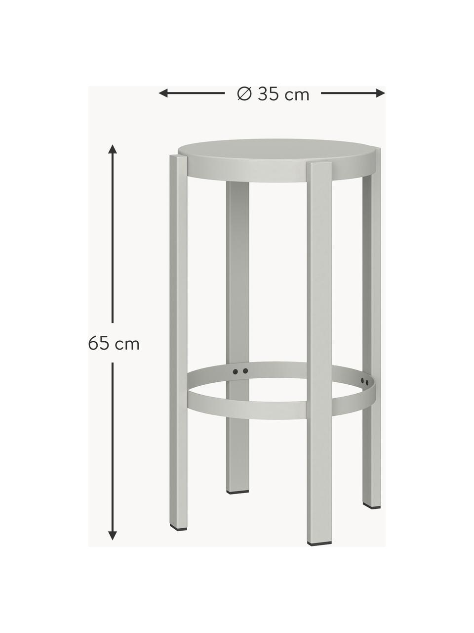 Sgabello da bar in metallo Doon, Acciaio verniciato a polvere, Grigio chiaro, Ø 35 x Alt. 65 cm