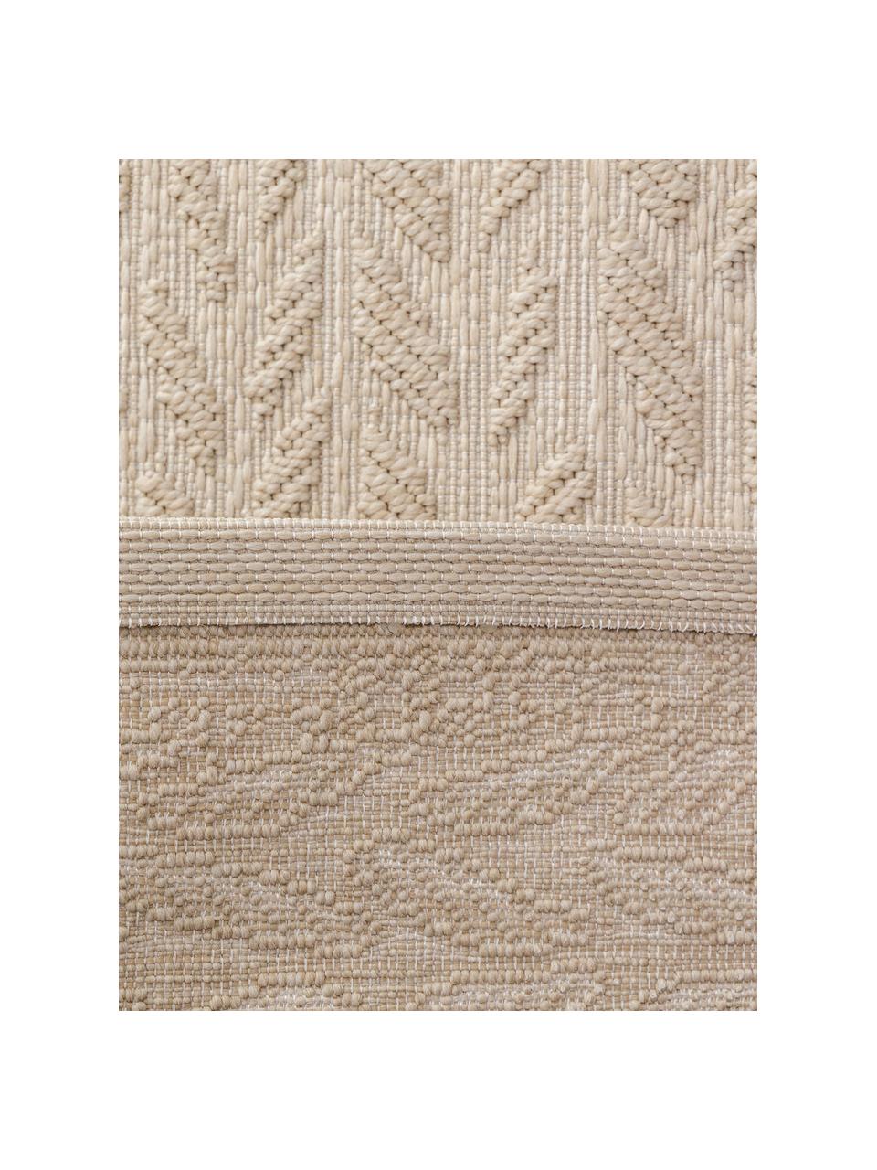 In- & outdoor loper Braided met bladpatroon, 100% polypropyleen, Beige, B 80 x L 300 cm