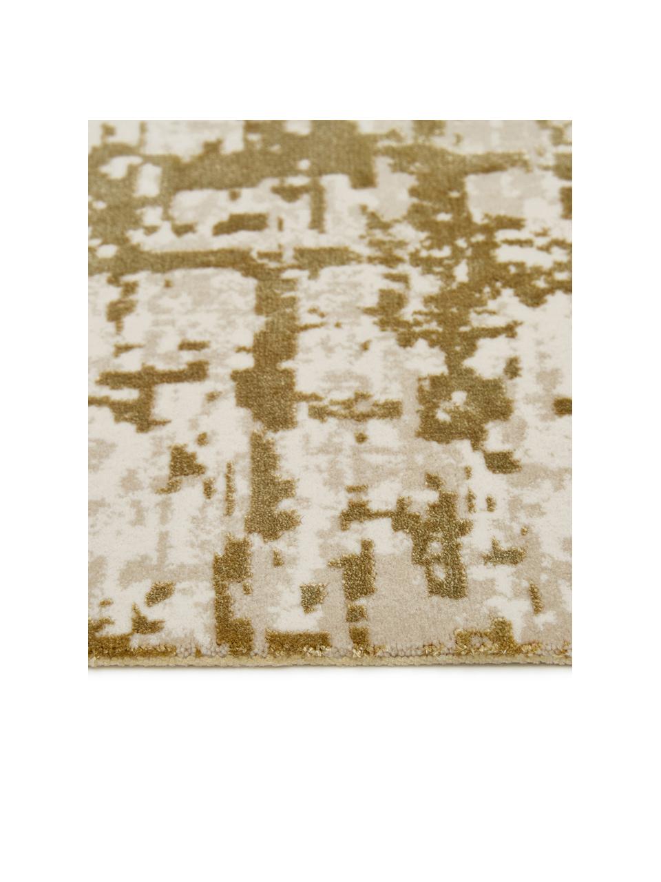 Tappeto vintage con frange effetto lucido Cordoba, Retro: cotone, Verde oliva, beige, Larg. 80 x Lung. 150 cm (taglia XS)