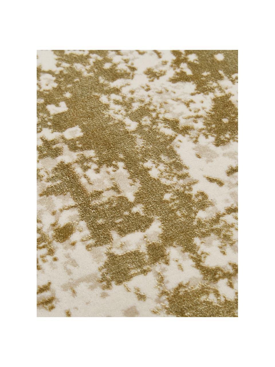 Schimmernder Teppich Cordoba mit Fransen, Vintage Style, Flor: 70% Acryl, 30% Viskose, Olivgrün, Beige, B 80 x L 150 cm (Grösse XS)