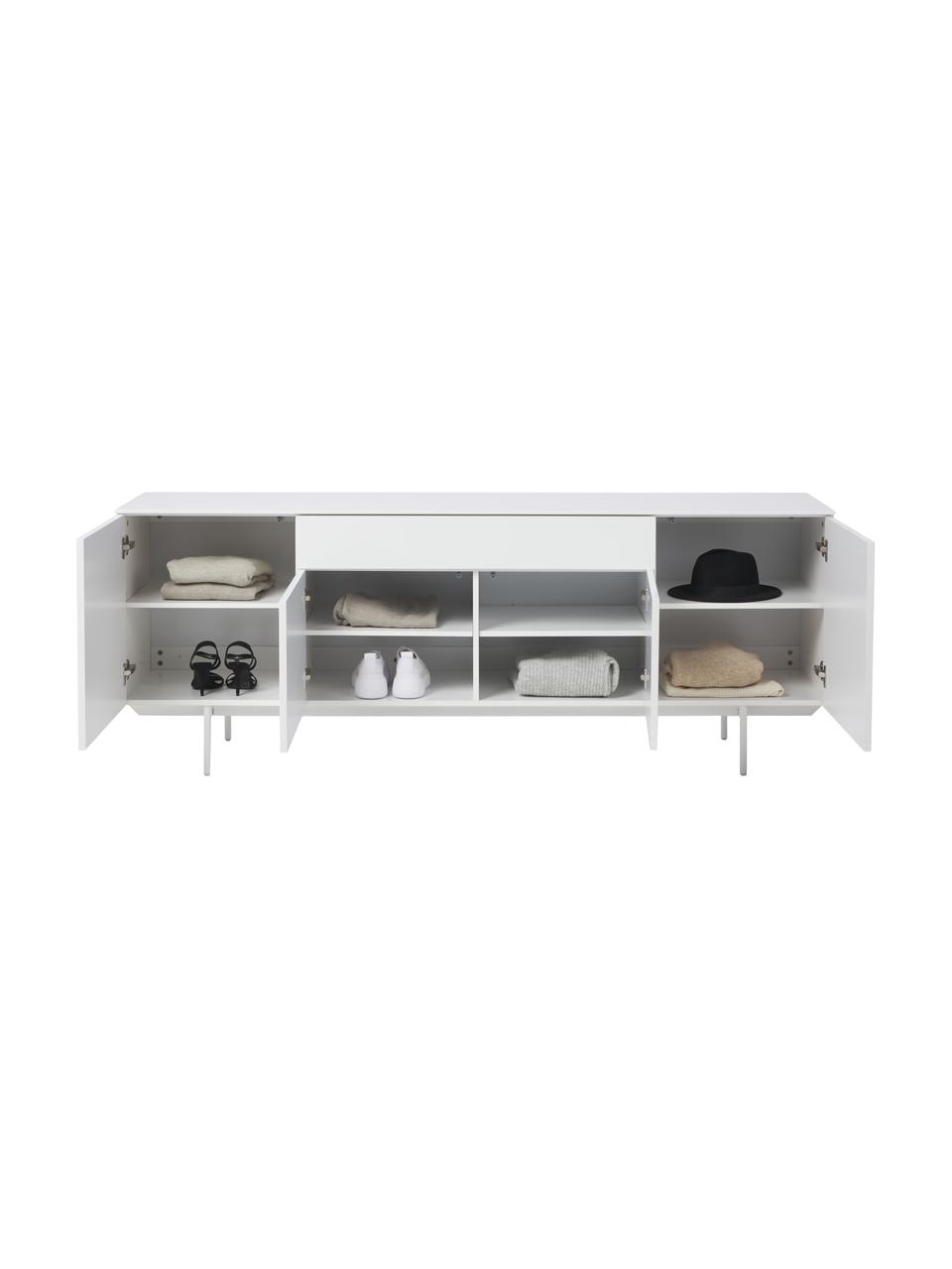 Aparador Elyn, Estructura: tablero de fibras de dens, Patas: metal con pintura en polv, Blanco mate, An 200 x Al 75 cm