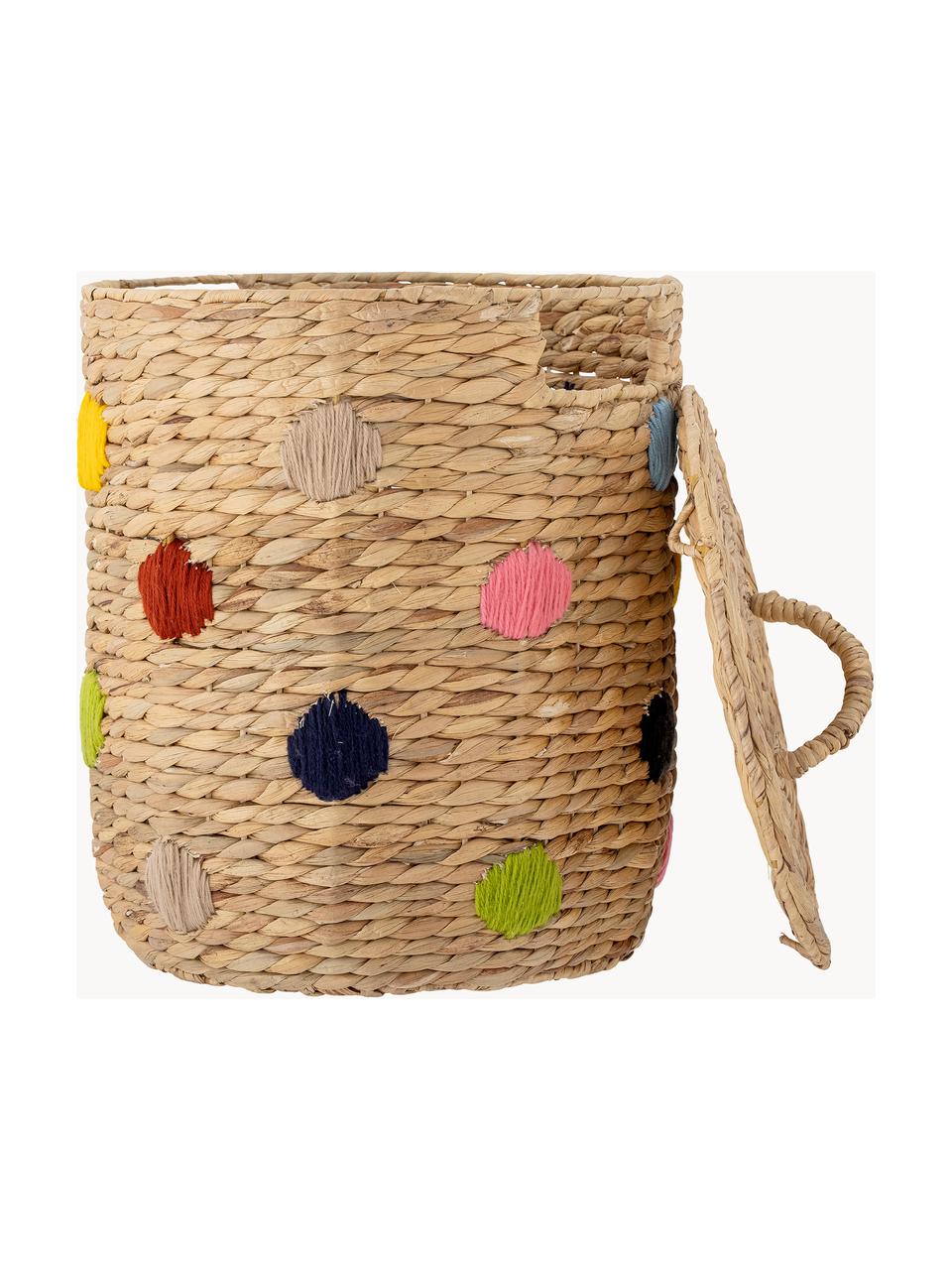 Cesta de almacenamiento con tapadera Jooha, Jacinto de agua, Beige claro, multicolor, Ø 33 x Al 38 cm