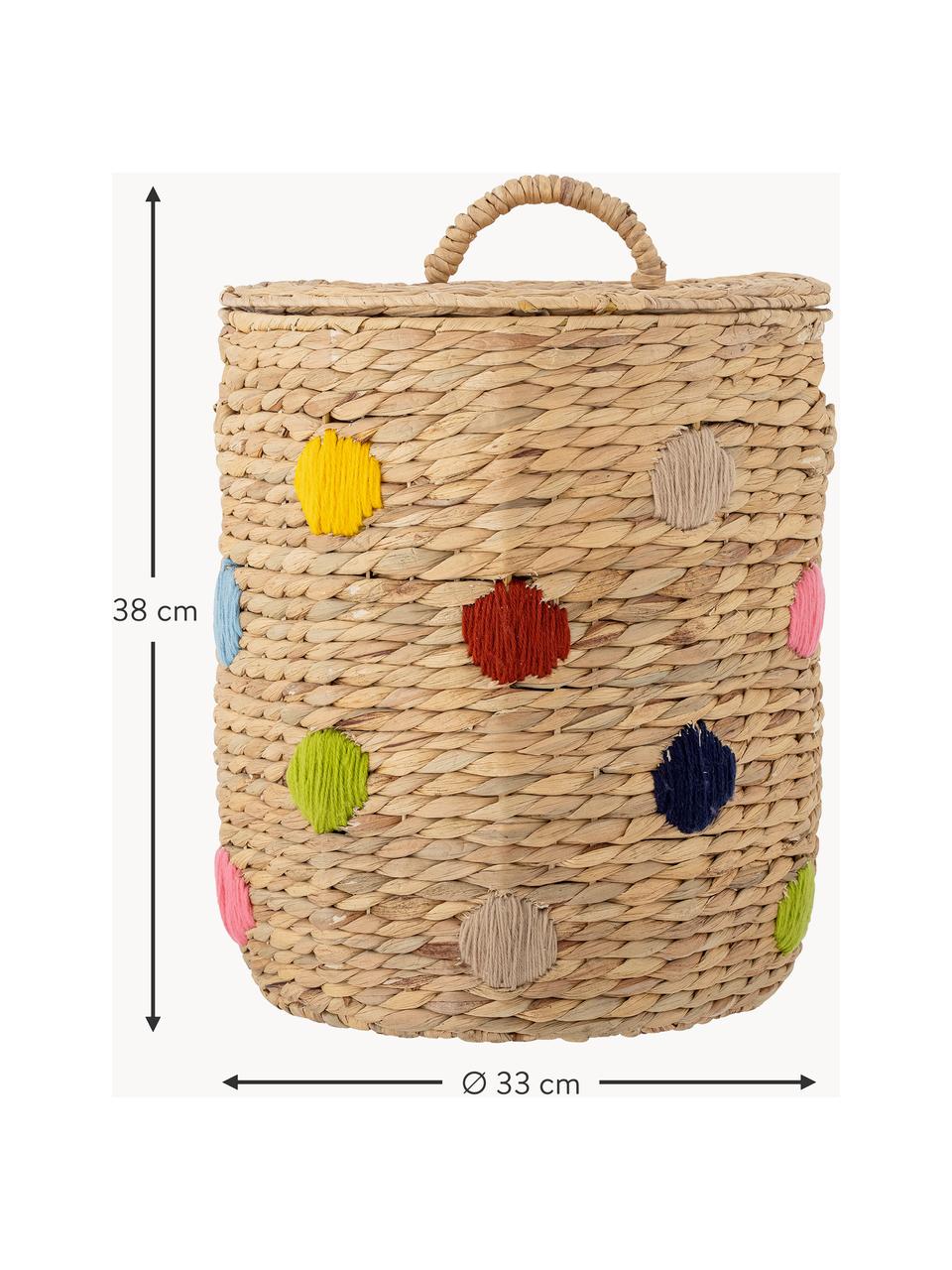 Cesta de almacenamiento con tapadera Jooha, Jacinto de agua, Beige claro, multicolor, Ø 33 x Al 38 cm