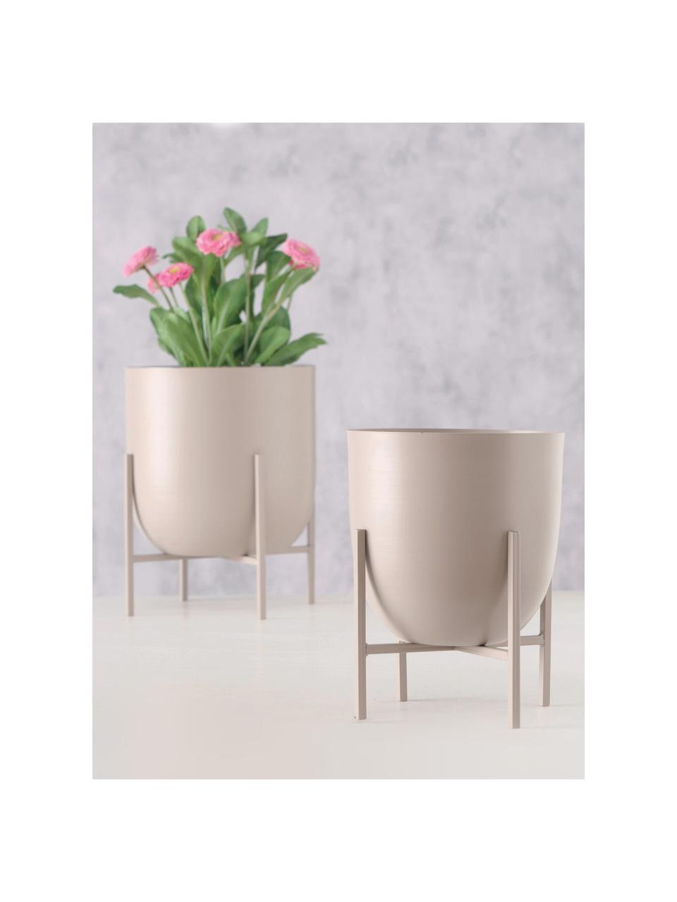 Plantenpottenset Kilana van metaal, 2-delig, Gecoat metaal, Beige, Set in verschillende formaten