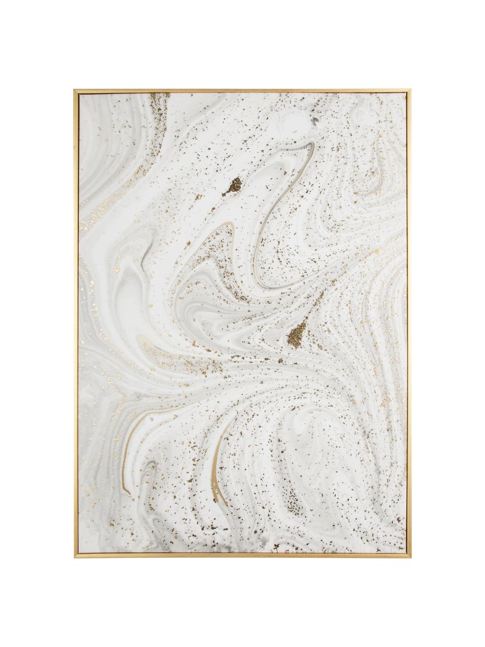 Cuadro enmarcado Marble, Blanco, gris, dorado, An 50 x Al 70 cm