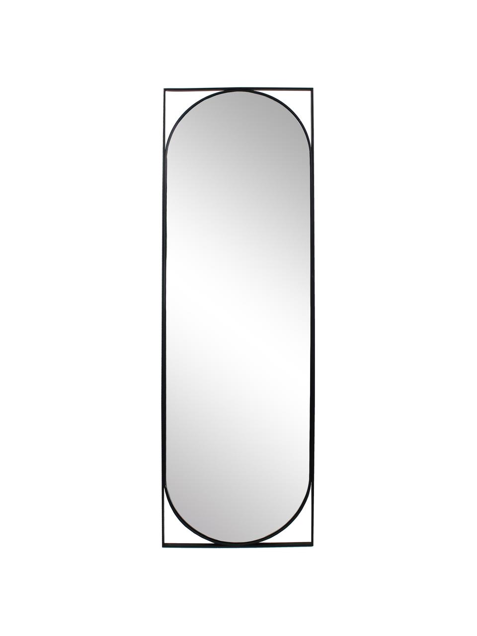 Espejo de pared ovalado de metal Azurite, Espejo: cristal, Negro, An 37 x Al 117 cm
