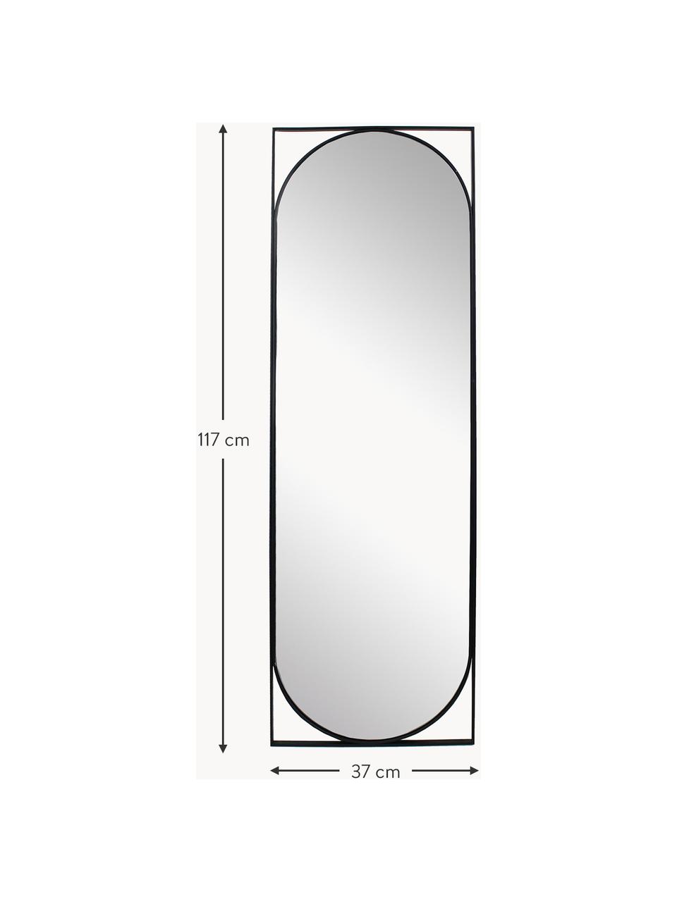 Ovale wandspiegel Azurite, Lijst: gecoat metaal, Zwart, B 37 x H 117 cm