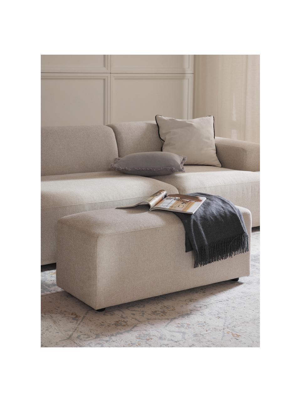 Poef Melva, B 99 x D 42 cm, Bekleding: 100% polyester Met 45.000, Frame: massief grenen- en sparre, Poten: kunststof Dit product is , Geweven stof lichtbeige, B 99 x D 42 cm