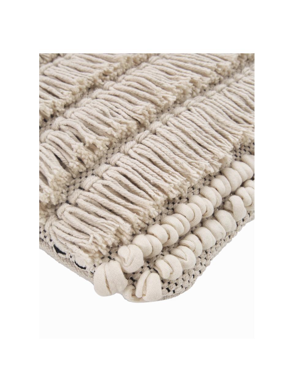 Cojín Tallara, estilo boho, con relleno, Funda: 100% algodón reciclado, Beige claro, An 45 x L 45 cm