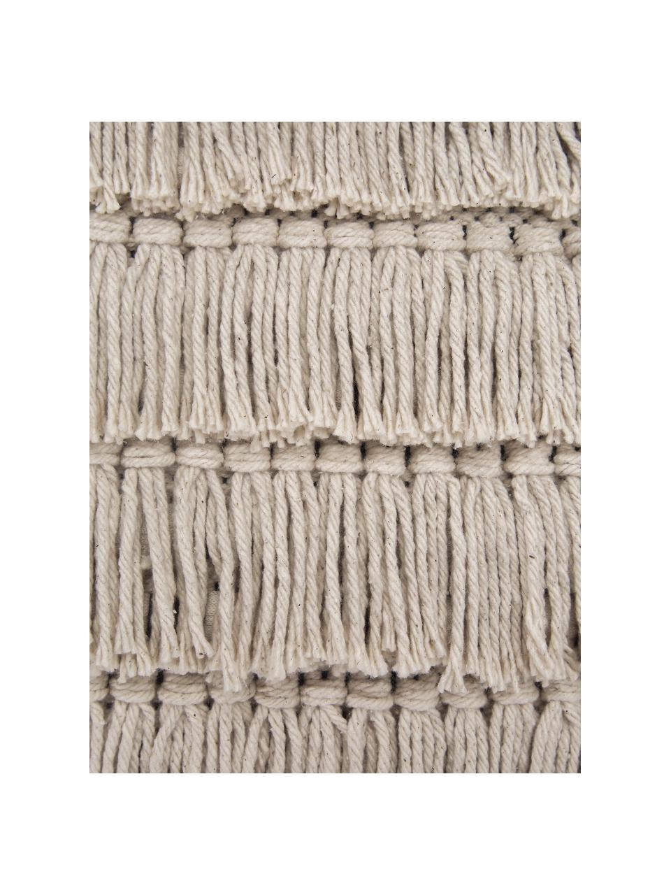 Boho Kissen Tallara, mit Inlett, Bezug: 100% recycelte Baumwolle, Hellbeige, 45 x 45 cm