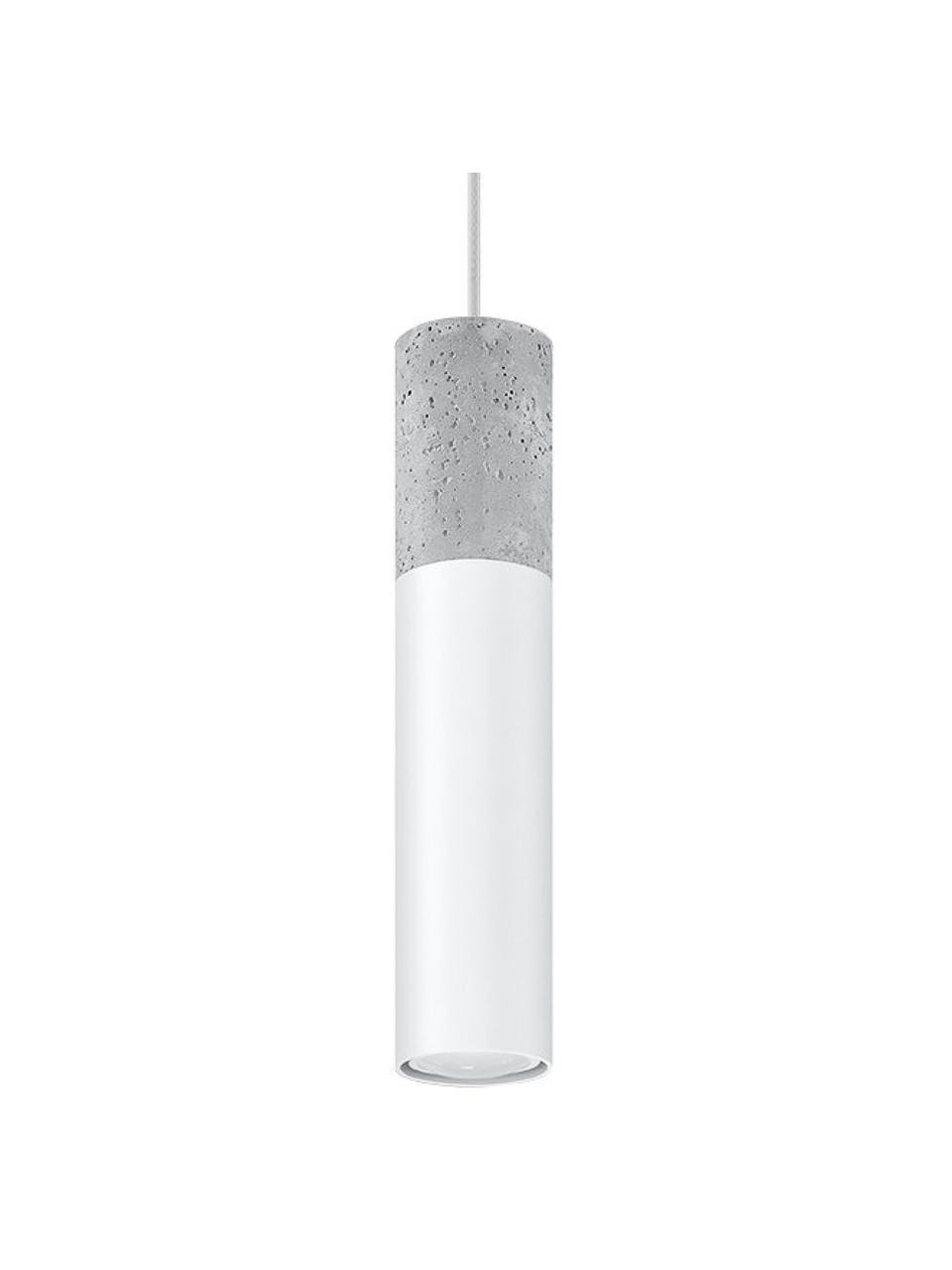 Malé závěsné svítidlo z betonu Edo, Šedá, bílá, Ø 6 cm, V 30 cm