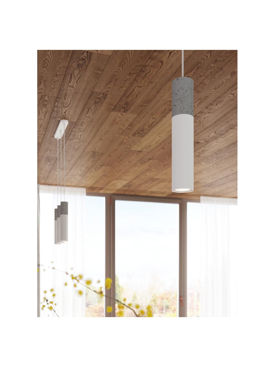 Petite suspension en béton Edo, Gris, blanc, Ø 6 x haut. 30 cm