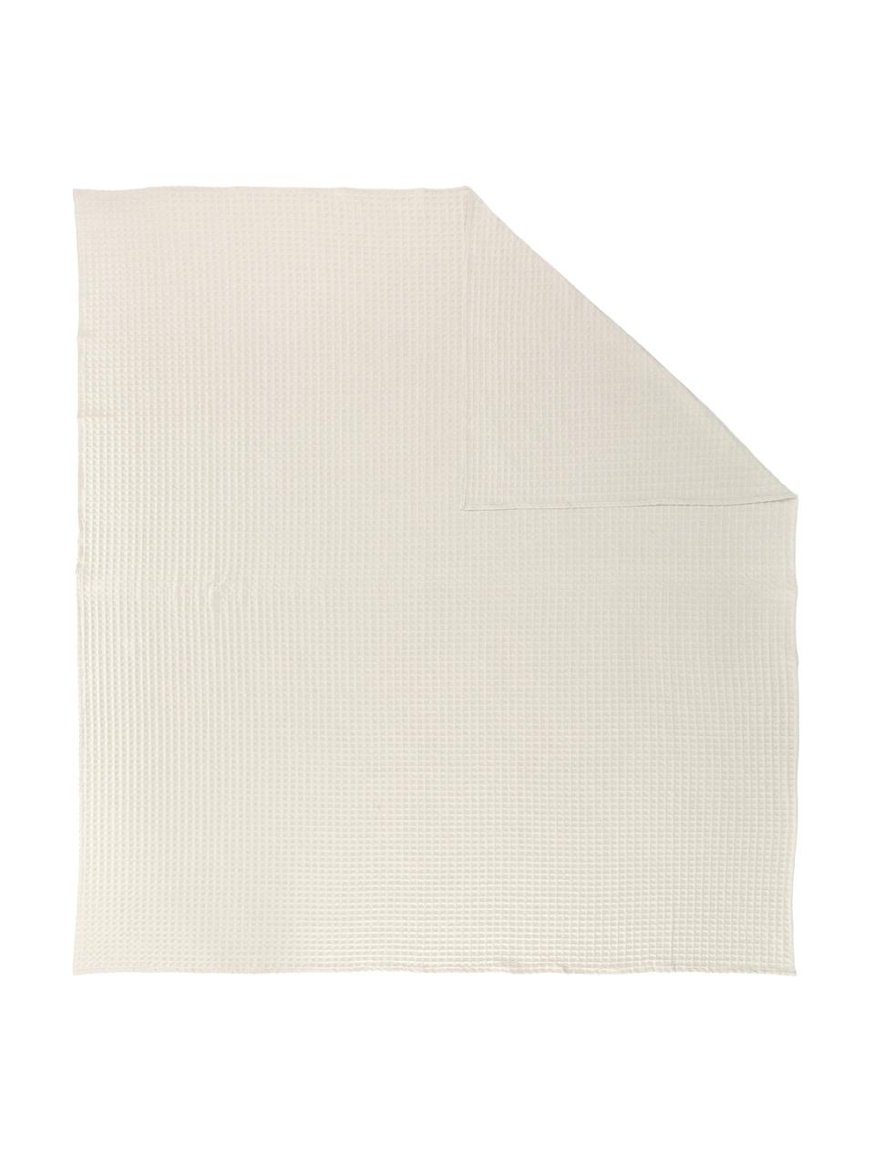 Narzuta z piki waflowej Panal, 100% bawełna, Kremowobiały, 240 x 260 cm (do łóżek do 200 x 200 cm)