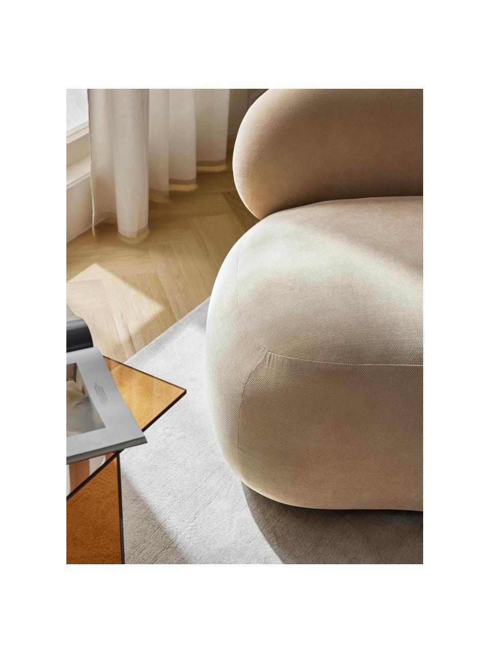 Fauteuil lounge Alba, Tissu beige, larg. 102 x prof. 89 cm, dossier à gauche