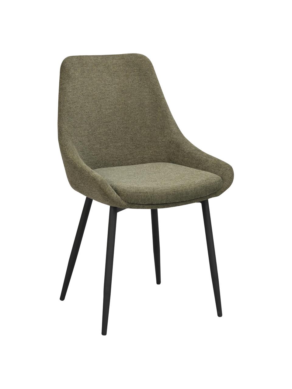 Gestoffeerde stoelen Sierra, 2 stuks, Bekleding: 100% polyester, Poten: gepoedercoat metaal, Geweven stof groen, B 49 x D 55 cm