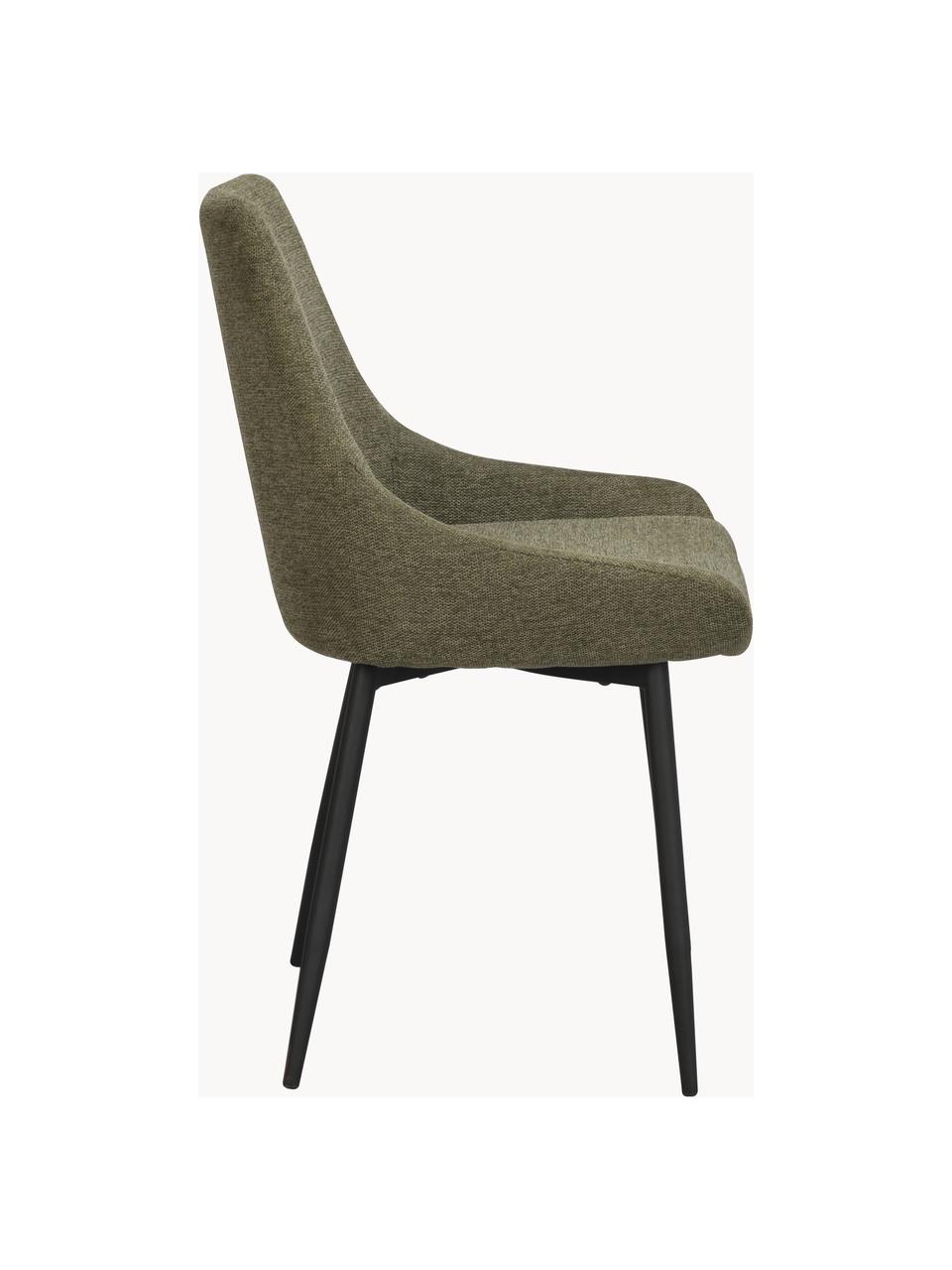 Čalouněná židle Sierra, 2 ks, Olivově zelená, černá, Š 49 cm, H 55 cm