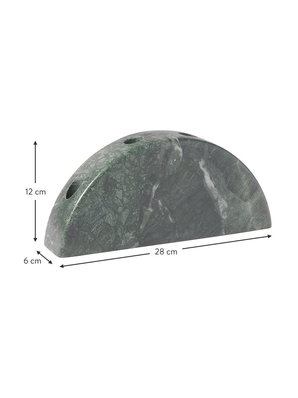 Marmor-Kerzenhalter Como, Marmor, Grün, marmoriert, B 28 x H 12 cm