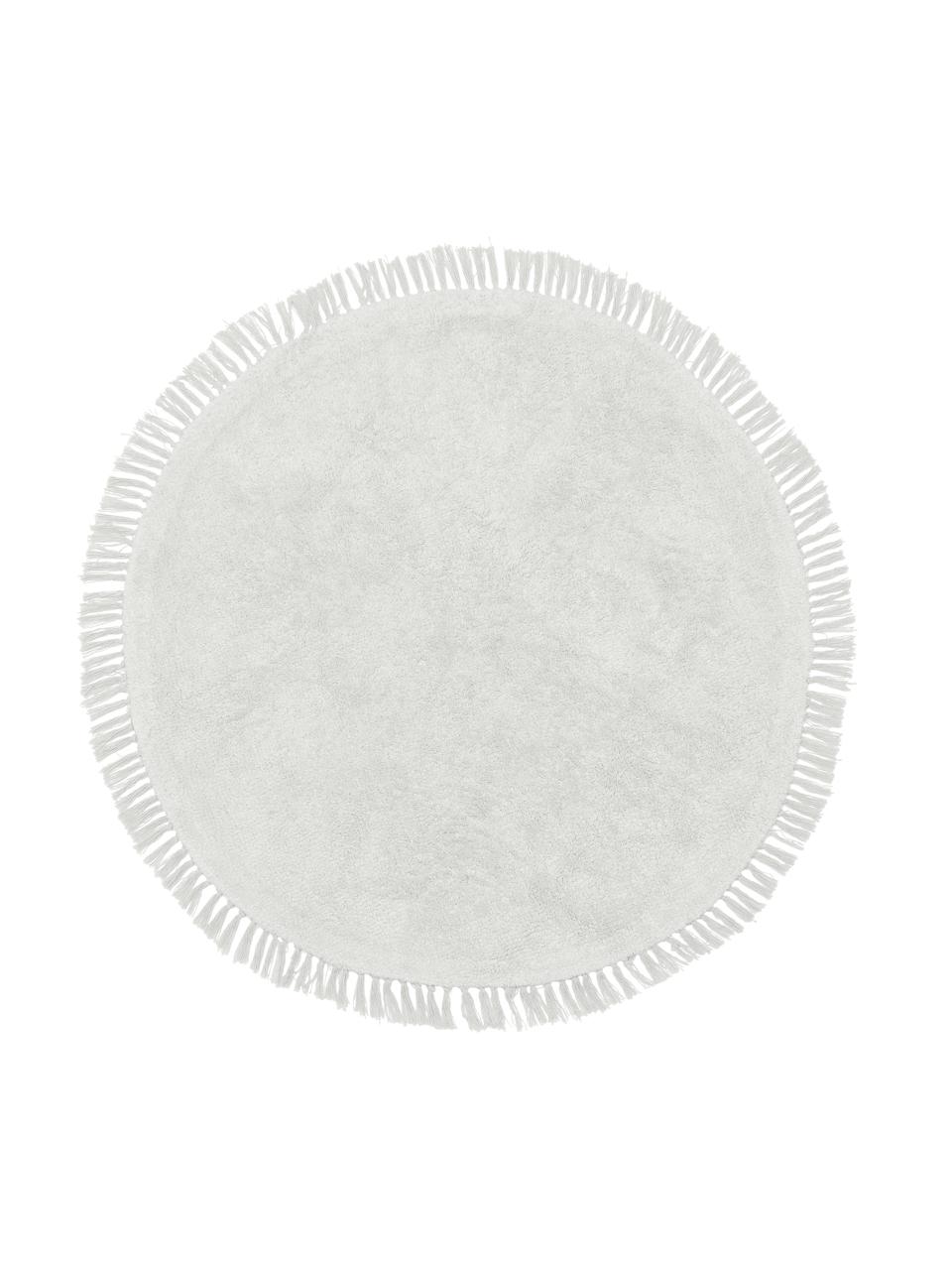 Tappeto rotondo in cotone taftato a mano con frange Daya, Grigio chiaro, Ø 110 cm (taglia S)