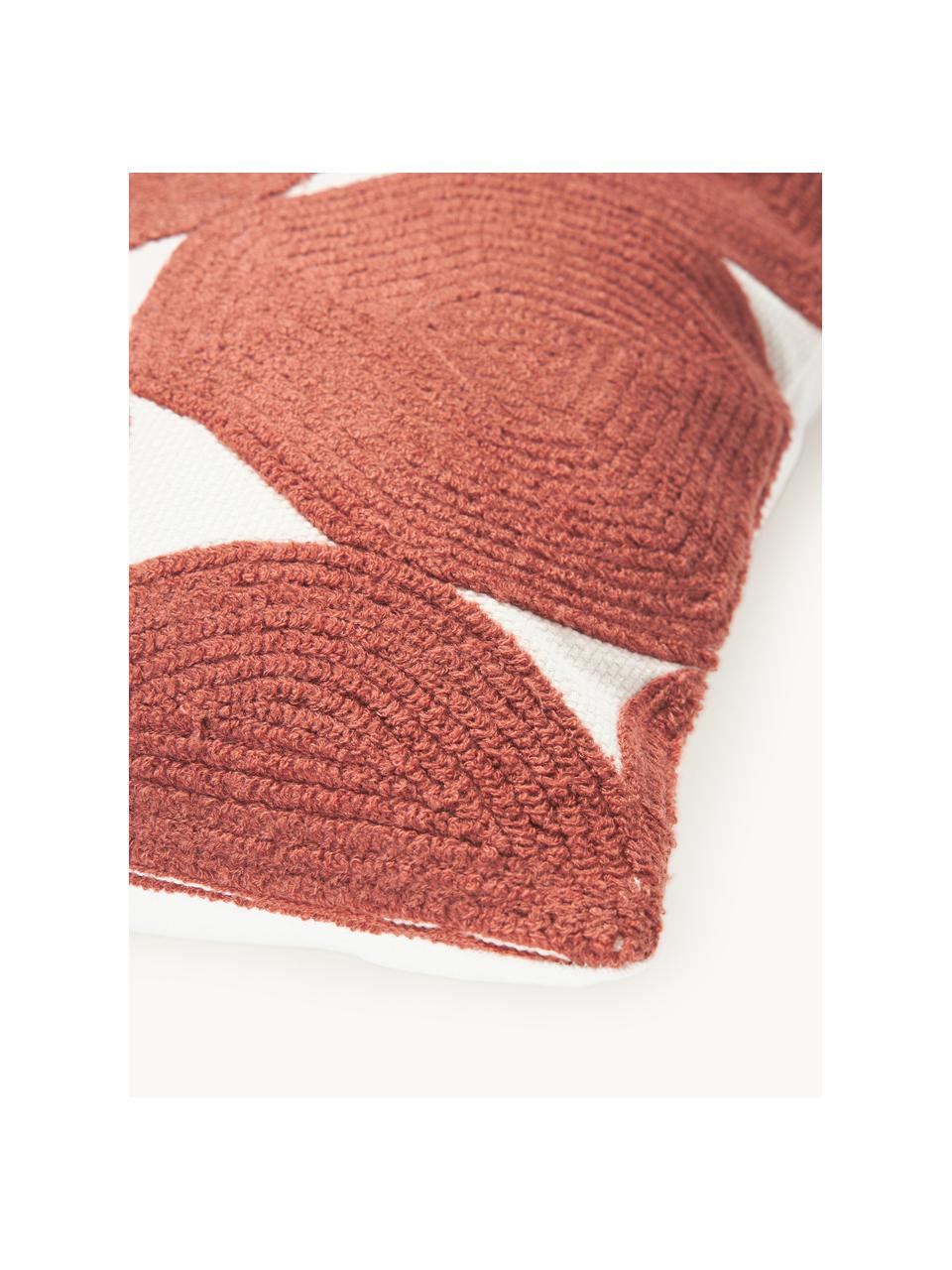 Vyšívaný bavlněný povlak na polštář Bardia, Vínově červená, tlumeně bílá, Š 45 cm, D 45 cm