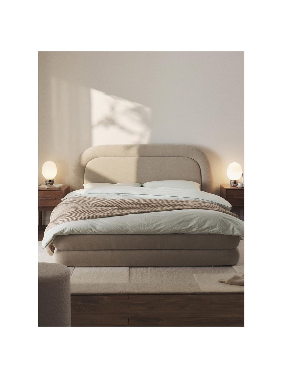Gestoffeerd bed Solomon, Bekleding: 100% polyester Met 34.000, Frame: multiplex, Poten: kunststof Dit product is , Geweven stof lichtbeige, B 140 x L 200 cm