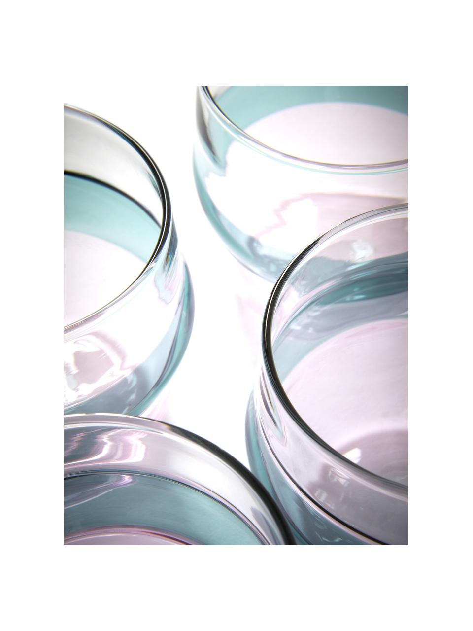 Wassergläser Lieke in Blau/Rosa, 4 Stück, Glas, Transparent, Blau, Rosa, Ø 9 x H 8 cm, 350 ml