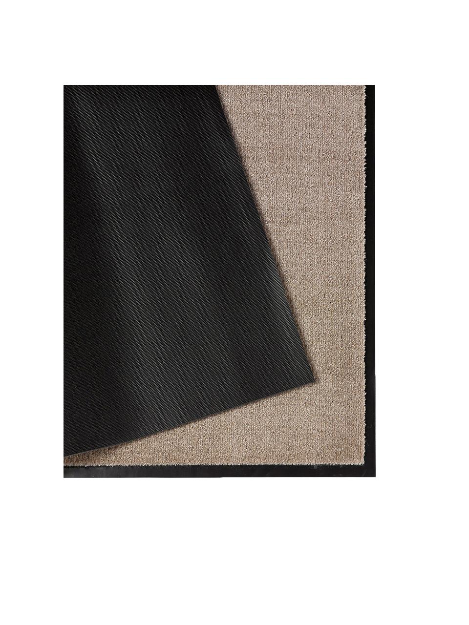 Polyamide deurmat Milo, Bovenzijde: polyamide, Onderzijde: rubber, Taupe, zwart, 58 x 90 cm