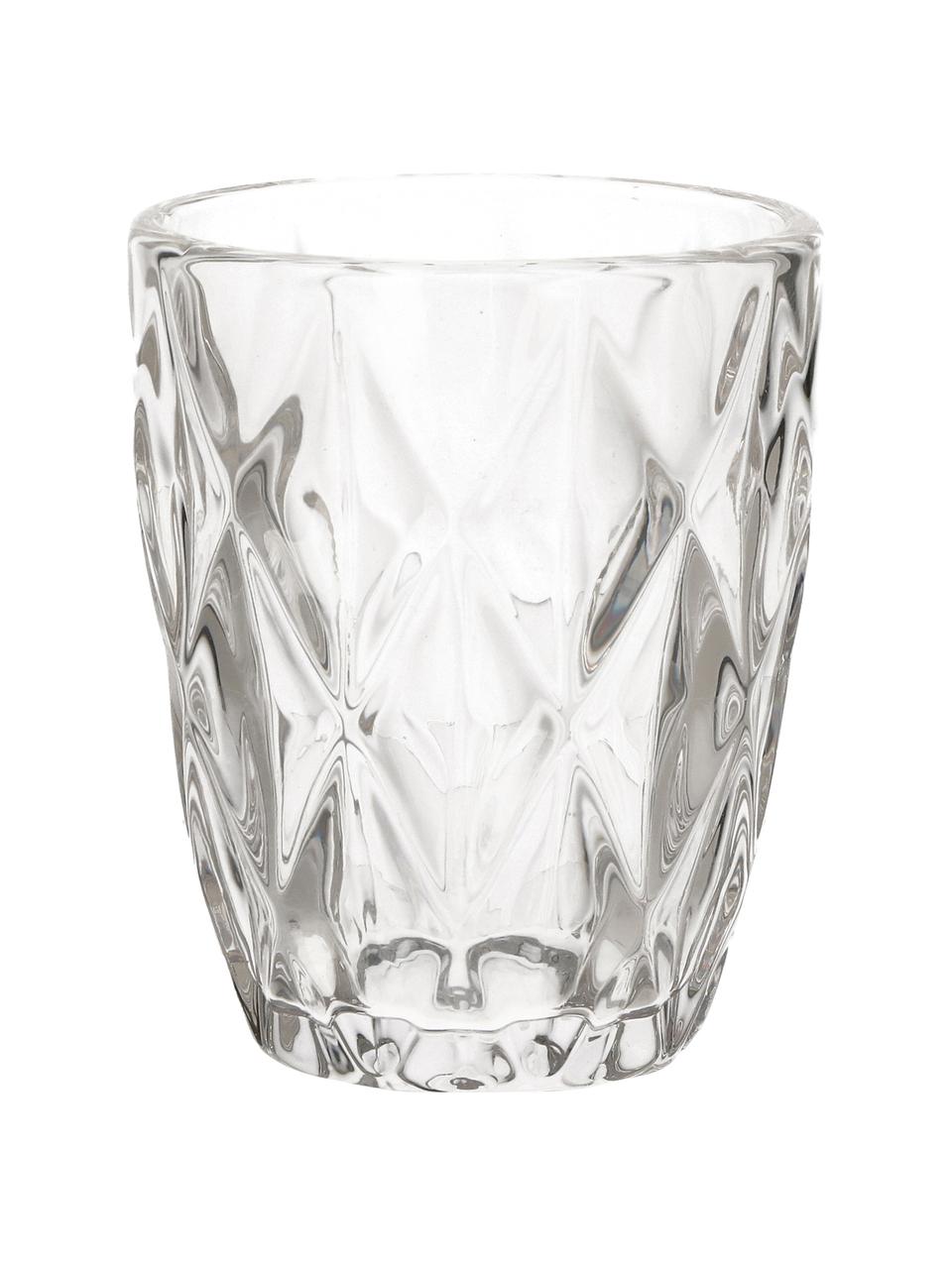 Waterglazenset Diamond met structuurpatroon, 6-delig, Glas, Transparant, Ø 8 x H 10 cm