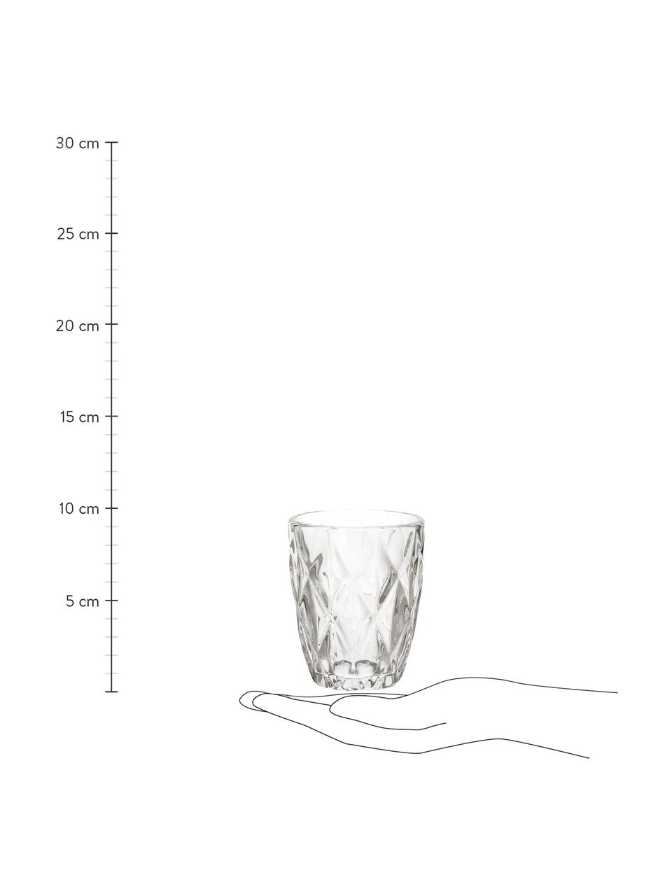 Vasos con relieve Diamond, 6 uds., Vidrio, Transparente, Ø 8 x Al 10 cm