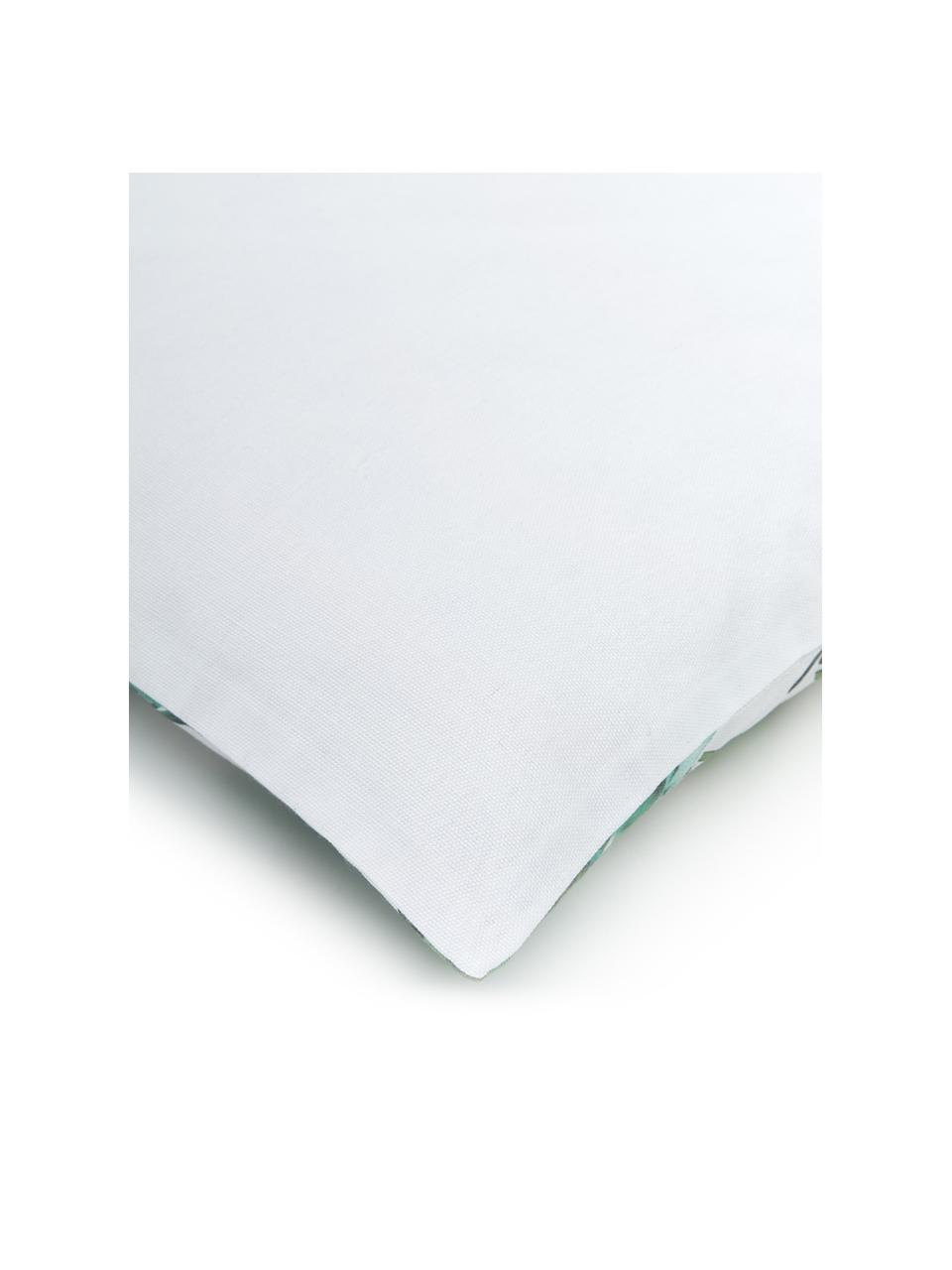 Baumwoll-Kissenhülle Shade mit Blättermotiven, 100% Baumwolle, Grün, Weiß, B 45 x L 45 cm