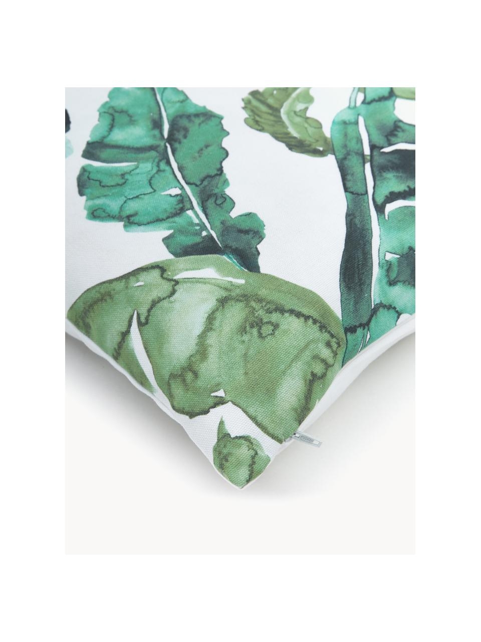 Housse de coussin 45x45 monstera Shade, 100 % coton, Vert, blanc, larg. 45 x long. 45 cm