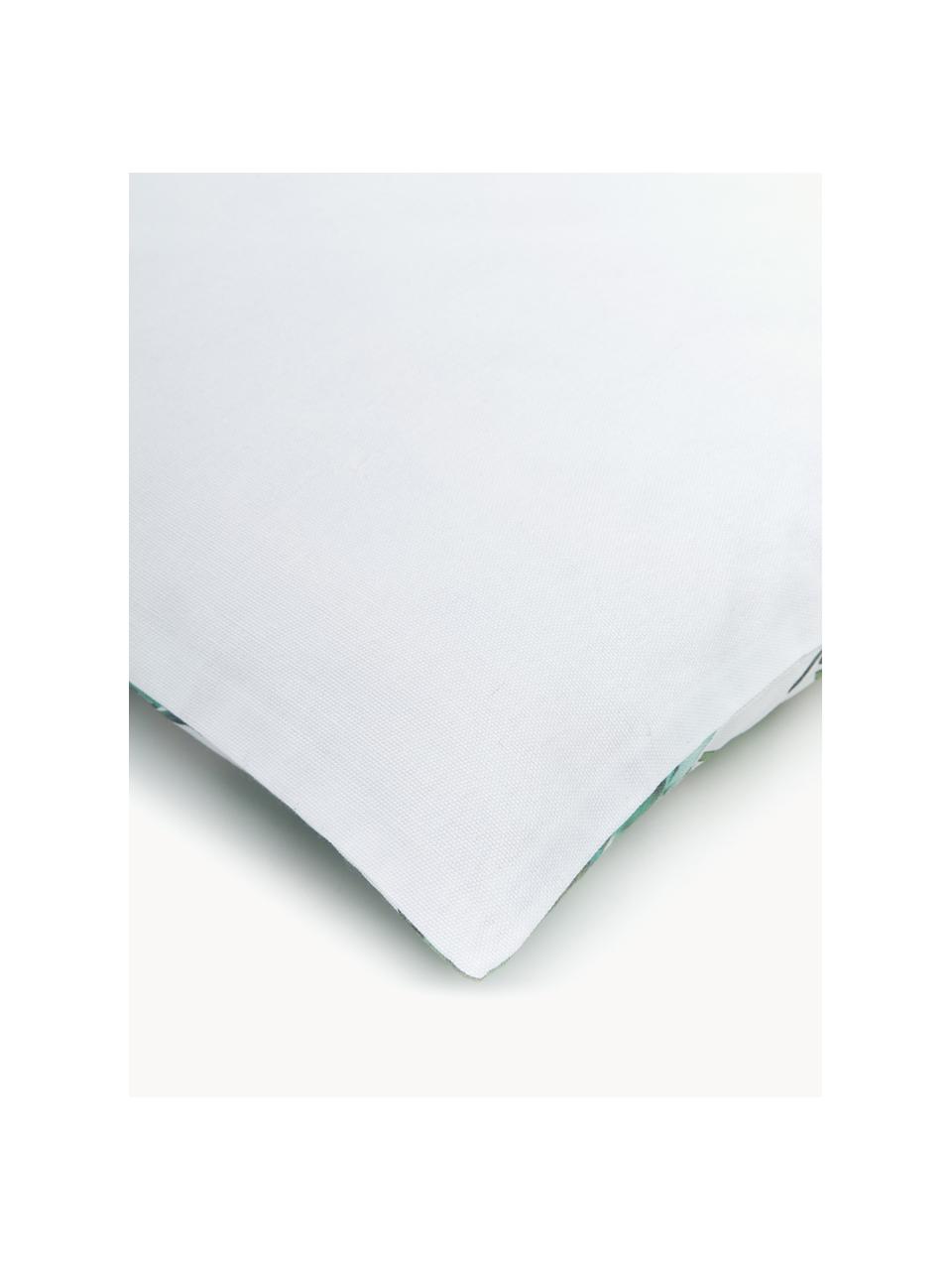 Copricuscino in cotone con motivo foglie Shade, 100% cotone, Verde, bianco, Larg. 45 x Lung. 45 cm