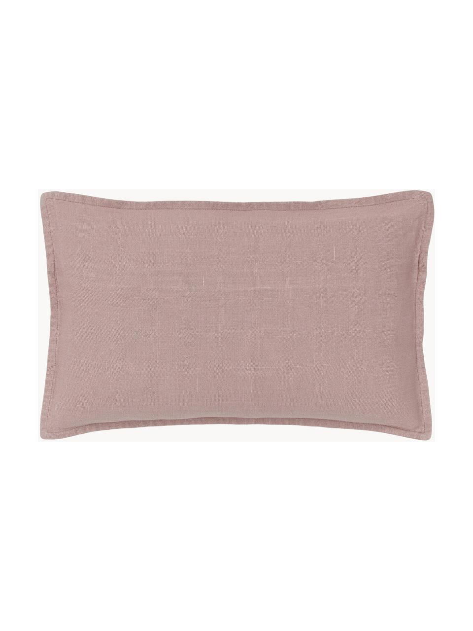 Housse de coussin lin vieux rose Lanya, 100 % pur lin, Vieux rose, larg. 30 x long. 50 cm