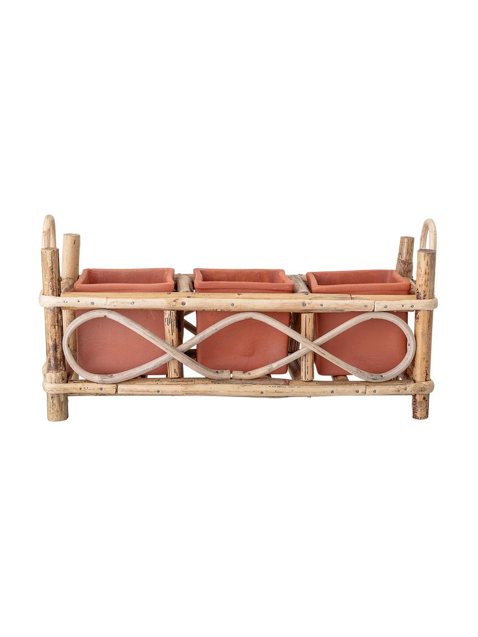 Grand cache-pot avec support Overo, 4 élém., Rouge terracotta, beige, larg. 25 x haut. 39 cm